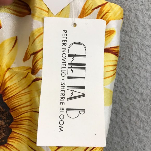 New Vintage CHETTA B 100% Silk Sunflower Print Maxi Dress Size 8 - Picture 10 of 14